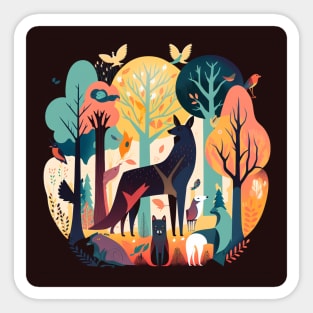 Strange Animals in a Magical Forest Sticker